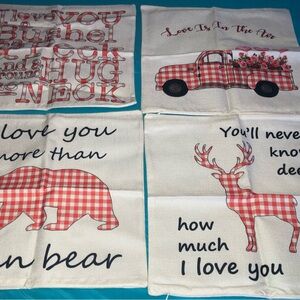 Set of 4 plaid red farmhouse style  Animal and Truck Pillow Covers